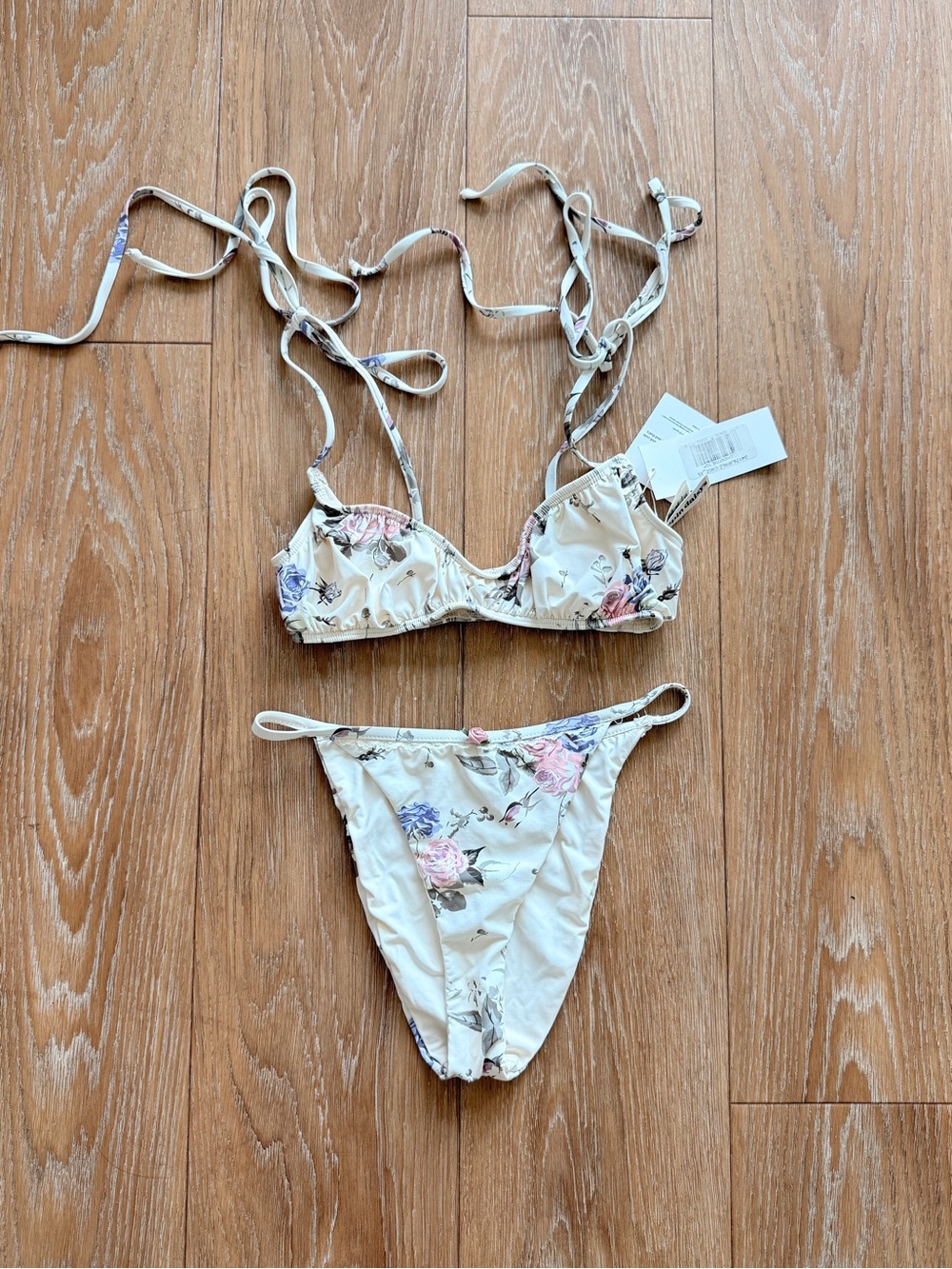 DIPPIN DAISYS Floral Cream Tie-Strap Bikini Top & Bottom Set - Women Swim